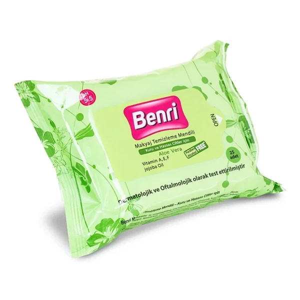 Benri Kuru ve Hassas Ciltler için 25'li Makyaj Temizleme Mendili - Görsel 2