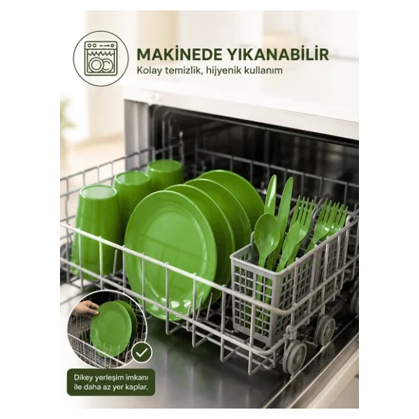 Beylini 20 Parça Piknik Seti Tabak Çatal Kaşık Bıçak Bardak 4 Kişilik Gezi Set Kahvaltı Makinede Yıkanabilir Set, Mavi - Görsel 3