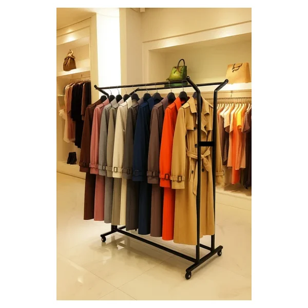HOMEBELLA Premium 170 cm Çelik Konfeksiyon 125 cm En Elbise Askılık Tekerlekli Demonte Eşek Portmanto - Görsel 2