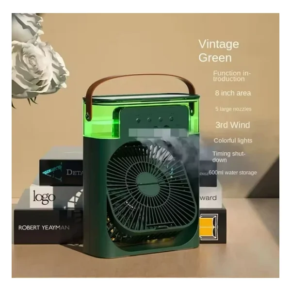 Taşınabilir Işıklı 5 Spreyli Vantilatör Buzlu Buharlı Vantilatör Mini Fan Nemlendirici - Görsel 8