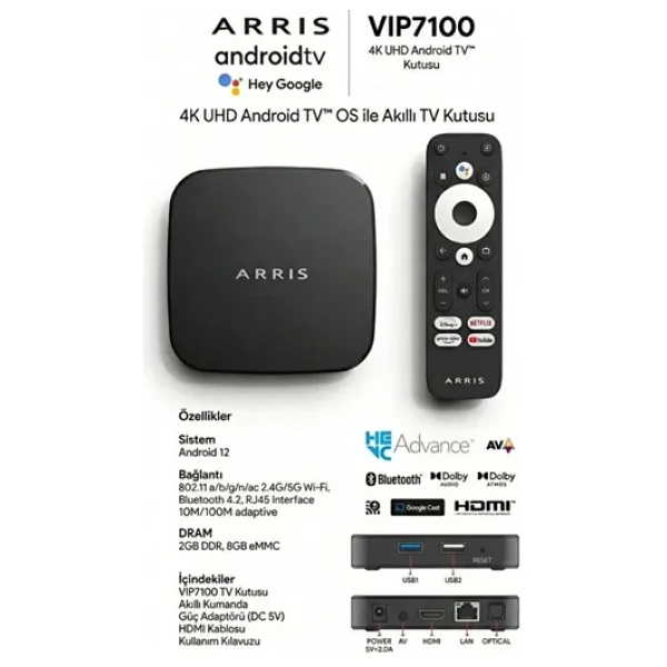 Arris 4K Android 12 Tv Box Orijinal Lisanslı Sesli Komutlu Kumanda Akıllı Televizyon Kutusu - Görsel 3