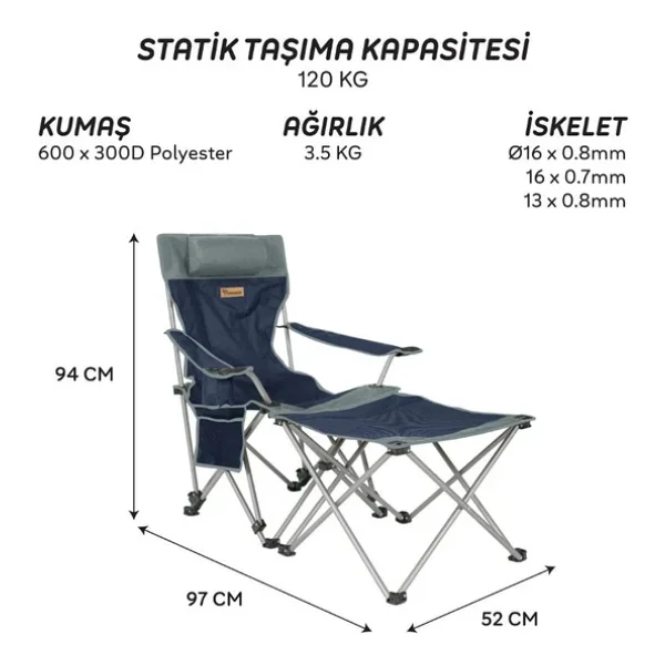 FreeCamp Phoenix Ayak Uzatmalı Katlanır Kamp Sandalyesi - Görsel 4