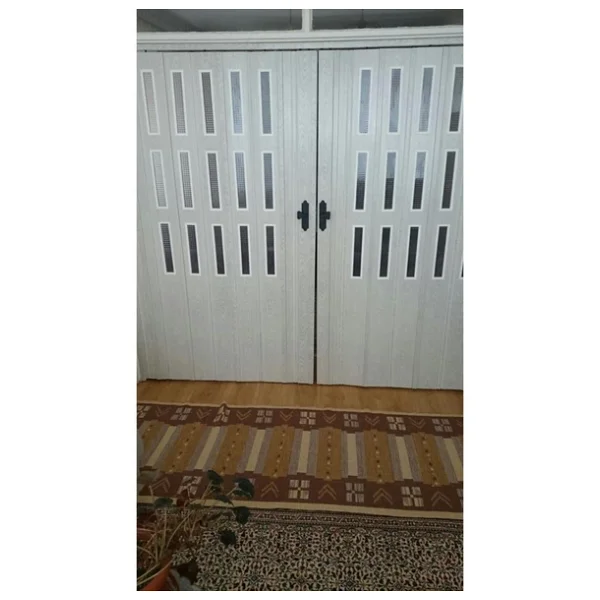 3 Sıra Camlı Akordeon Kapı, Akağaç Ahşap Desenli 72x215cm - Görsel 2