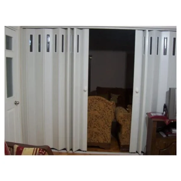 1 Sıra Camlı Akordeon Kapı Beyaz Düz Renkli 72x200cm - Görsel 2