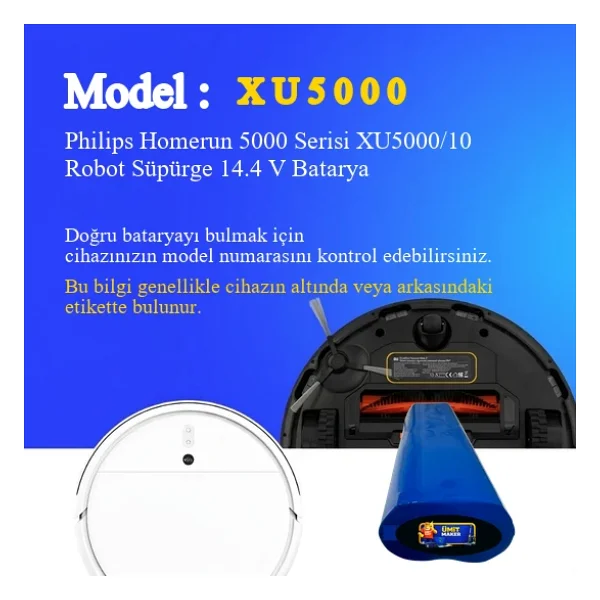 Philips Homerun 5000 Serisi Xu5000/10 Robot Süpürge 2600 Mah Batarya - Görsel 2