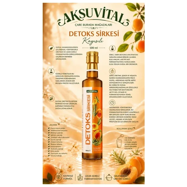 Aksu Vital - Kayısı Detoks Sirke 500 ml - Görsel 2