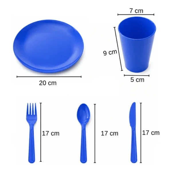 Beylini 32 Parça Piknik Seti Tabak Çatal Kaşık Bıçak Bardak 6 Kişilik Gezi Set Kahvaltı Makinede Yıkanabilir Set - Görsel 5
