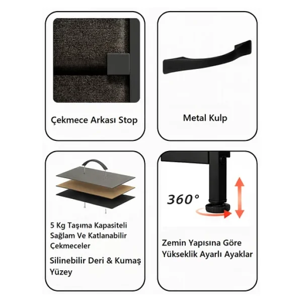 Miyuhome 8 Çekmeceli Şifonyer Deri Çekmeceli Yatak Odası Düzenleyici Çekmeceli Çocuk Odası Organizer - Görsel 7