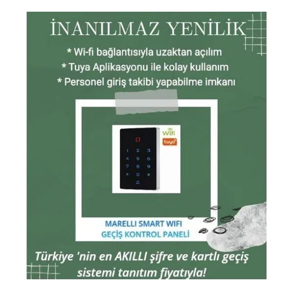 Marelli MRL12-WIFI SMART wifi bağlantılı cep telefonuyla açılabilen kart ve şifreli geçiş giriş sistemi ünitesi - Görsel 3