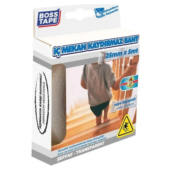 Boss Tape İç Mekanlar İçin Ev Ofis Merdiven Kaydırmaz Bant Şeffaf (25 Mm X 5 Metre) - Görsel 3