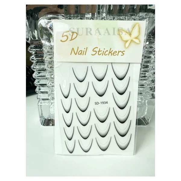 Ombre Efekt French Tırnak Sticker Siyah Nail Art Sd-1934 - Görsel 3