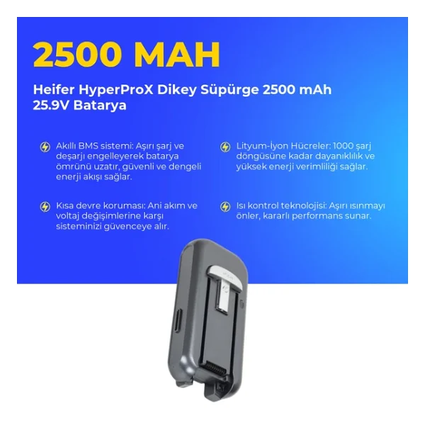 Heifer Hyperprox Dikey Süpürge 2500 Mah Batarya - Görsel 3