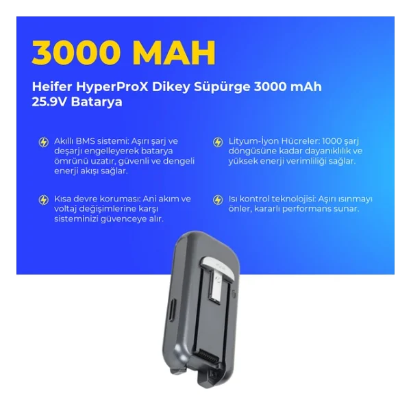 Heifer Hyperprox Dikey Süpürge 3000 Mah Batarya - Görsel 3