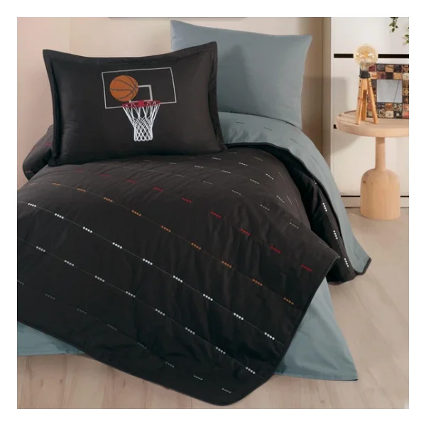 Clasy Ranforce %100 Pamuk Nakışlı Tek Kişilik Yatak Örtüsü Hoop - Görsel 6