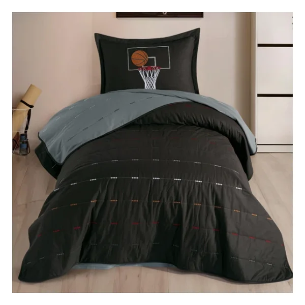 Clasy Ranforce %100 Pamuk Nakışlı Tek Kişilik Yatak Örtüsü Hoop - Görsel 5
