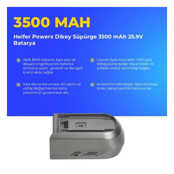 Heifer Powerx Dikey Süpürge 3500 Mah Batarya - Görsel 3