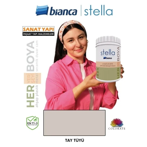 Bianca Stella 0.5 lt 1072 Tay Tüyü Su Bazlı Saf Akrilik Boya - Görsel 6