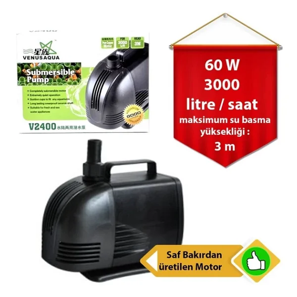 Venusaqua V2400 3000 lt/saat 60 W Kafa Motoru - Görsel 2