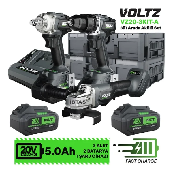 Voltz VZ20-3KIT-A 20 V Çift Akülü 5 Ah Elektrikli El Aletleri Seti - Görsel 2