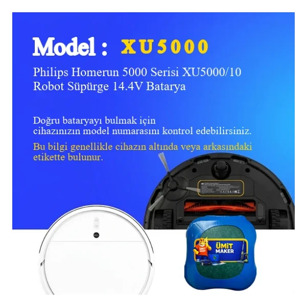 Philips Homerun 5000 Serisi Xu5000/10 Robot Süpürge 5000 Mah Batarya - Görsel 5