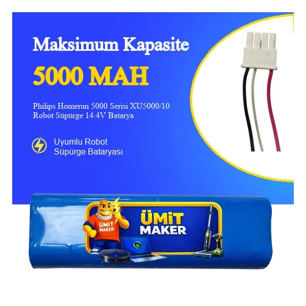 Philips Homerun 5000 Serisi Xu5000/10 Robot Süpürge 5000 Mah Batarya - Görsel 4