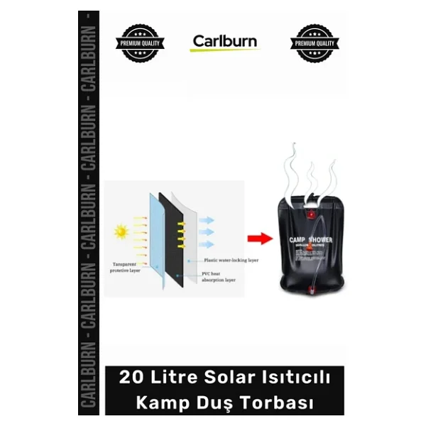 Carlburn #SuTorbası Portatif Güneş Enerjili PVC Outdoor Su Çantası 20 Litre Solar Isıtıcılı Kamp Duş Torbası - Görsel 9