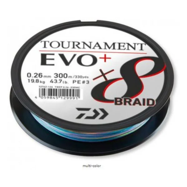 Daiwa Tournament Evo+ 8X 300 m 0.26 mm 20 kg Multicolor İp Misina - Görsel 2