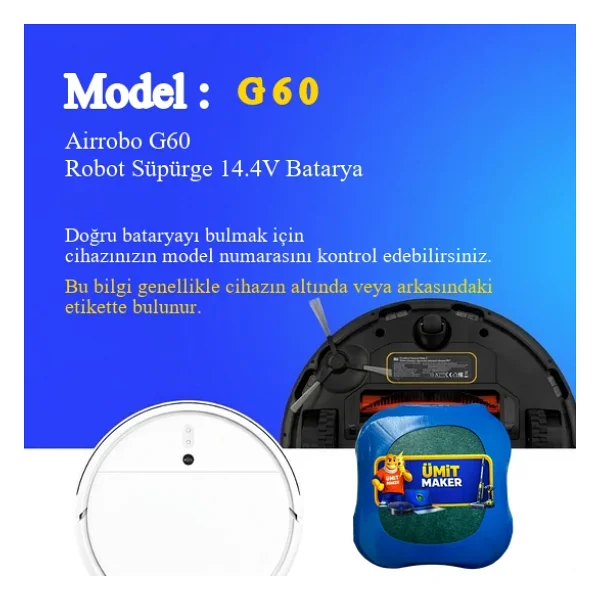 Airrobo G60 Robot Süpürge 3200 Mah Batarya - Görsel 2