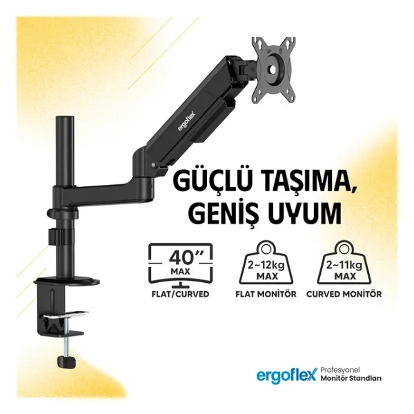 ERGOFLEX Ergoflex S10 Siyah 22-40inch Amortisörlü 12 kg Monitör Standı 2026 Versiyon - Görsel 3