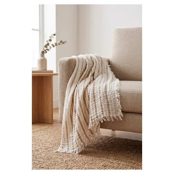 Çift Katlı Müslin Bebek Pike Örtü Yenidoğan Battaniyesi 85X95 cm Bebek Pikesi Puset Örtüsü Bej - Görsel 6