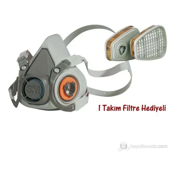 3M 06200 Yarım Yüz Maskesi +Filtre Takım Tam Koruma - Görsel 2