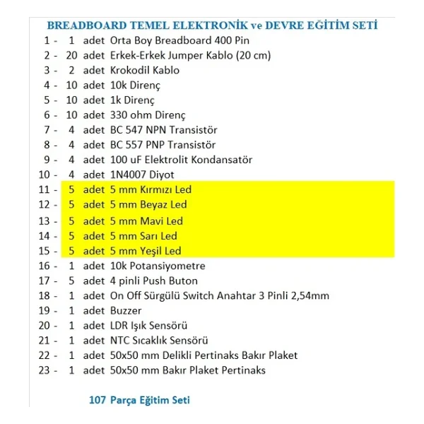 Breadboard Temel Elektronik Ve Devre Eğitim Seti - Görsel 3