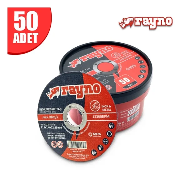 Rayno Metal Kesici 115X1.0x22.23 Inox Kesme Taşı - 50 Adet - Ryn10020 - Görsel 2