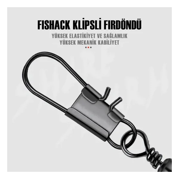 Fishack Paslanmaz Klipsli Fırdöndü Füme No: 6 12'li - Görsel 3