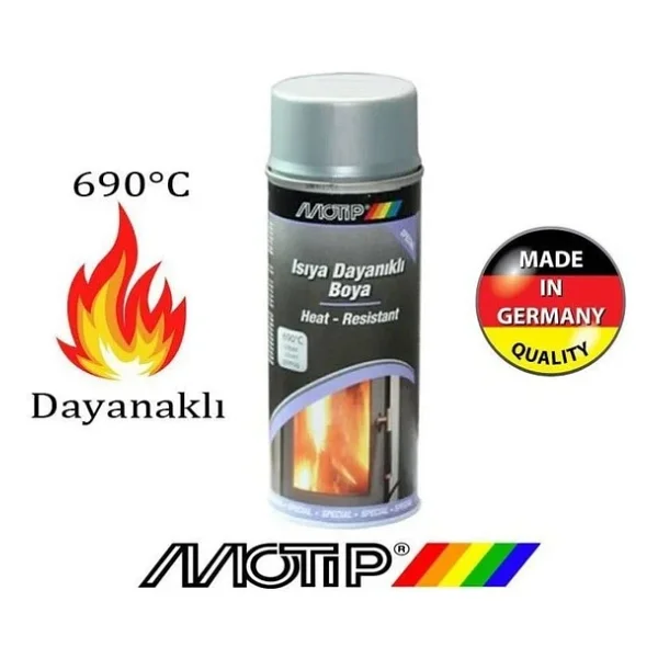 Motip Gümüş Gri 690 Derece Isıya Dayanıklı Yanmaz Sprey Boya 400 ML - Görsel 3