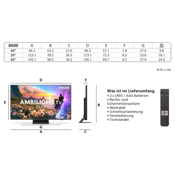 Philips 43PUS8600 4K Ultra HD 43" 109 Ekran Uydu Alıcılı Smart Ambilight QLED TV - Görsel 3