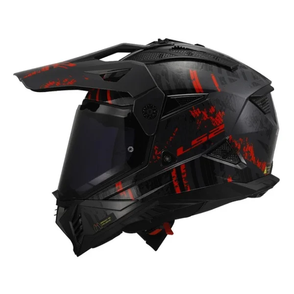 LS2 Pioneer 2 Crazy Mat Siyah Kırmızı Cross Motor Kaskı - Görsel 2