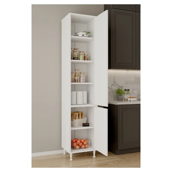 Aeka AE-2028 Soft 2 Kapaklı Çok Amaçlı Dolap 40X180 cm Raflı Dar Yüksek Boy Banyo Çok Bölmeli Depolama Dolabı - Görsel 4