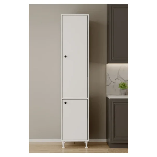 Aeka AE-2028 Soft 2 Kapaklı Çok Amaçlı Dolap 40X180 cm Raflı Dar Yüksek Boy Banyo Çok Bölmeli Depolama Dolabı - Görsel 5