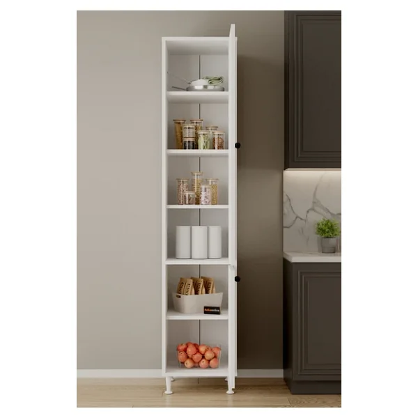 Aeka AE-2028 Soft 2 Kapaklı Çok Amaçlı Dolap 40X180 cm Raflı Dar Yüksek Boy Banyo Çok Bölmeli Depolama Dolabı - Görsel 6
