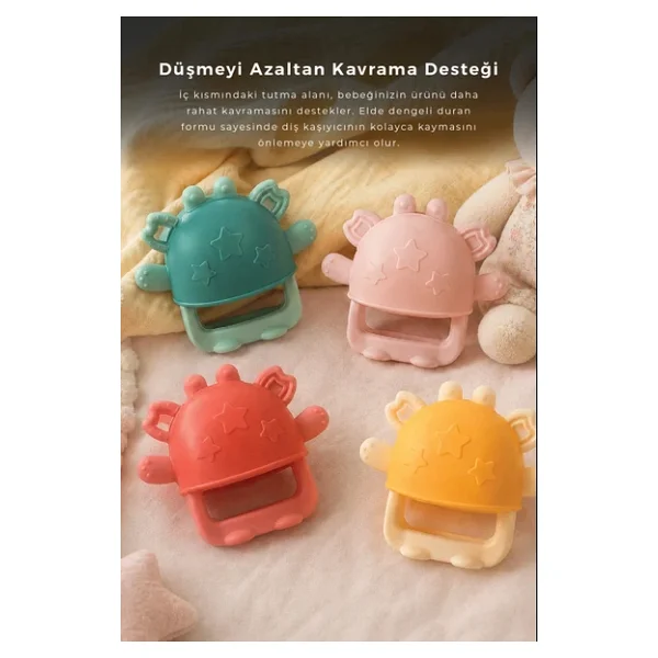 Babyjem Crabby Tutma Halkalı Silikon Diş Kaşıyıcı - Görsel 4
