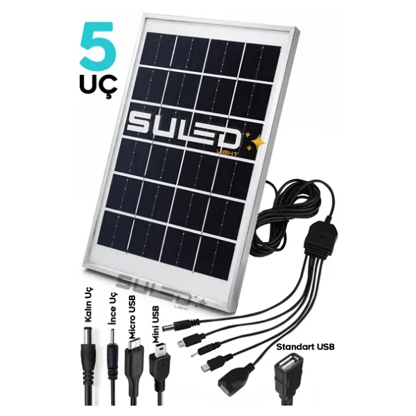 SULED 8W Güneş Enerjili Solar USB Şarj Paneli 6V USB Çıkışlı 2A Telefon Tablet ve USB Ürün Şarj Ünitesi - Görsel 2
