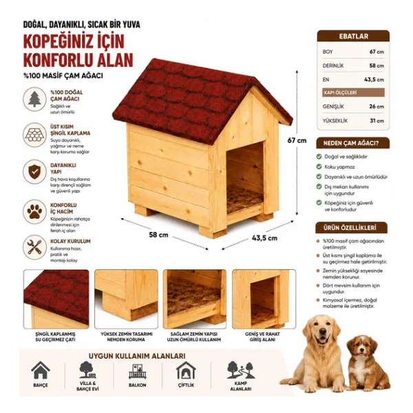 Köpek Kulübesi Ahşap Köpek Evi Köpek Yuvası 2023 - Görsel 2