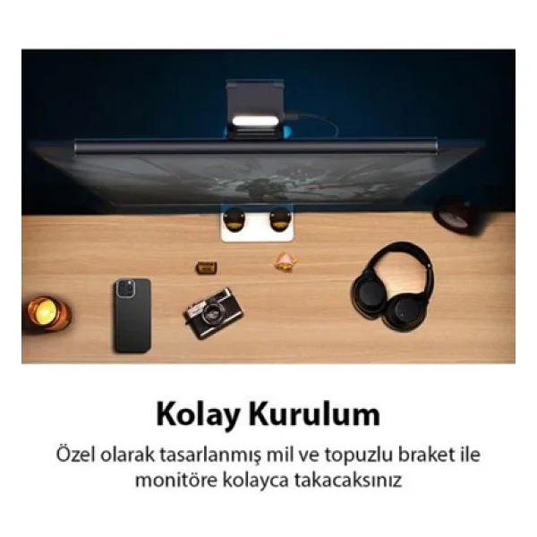 Baseus I-wok2 Series Usb Asimetrik Çalışma Masası Göz Koruma Led Lamba Ve Monitör Aydınlatma Işığı - Görsel 4
