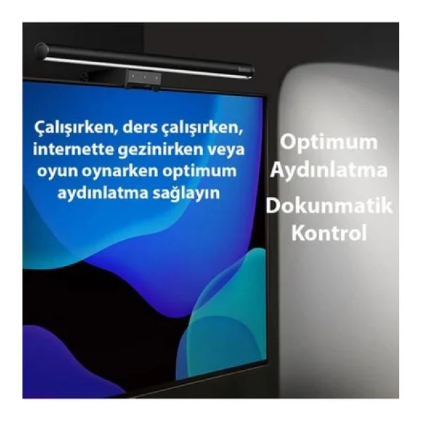 Baseus I-wok2 Series Usb Asimetrik Çalışma Masası Göz Koruma Led Lamba Ve Monitör Aydınlatma Işığı - Görsel 3