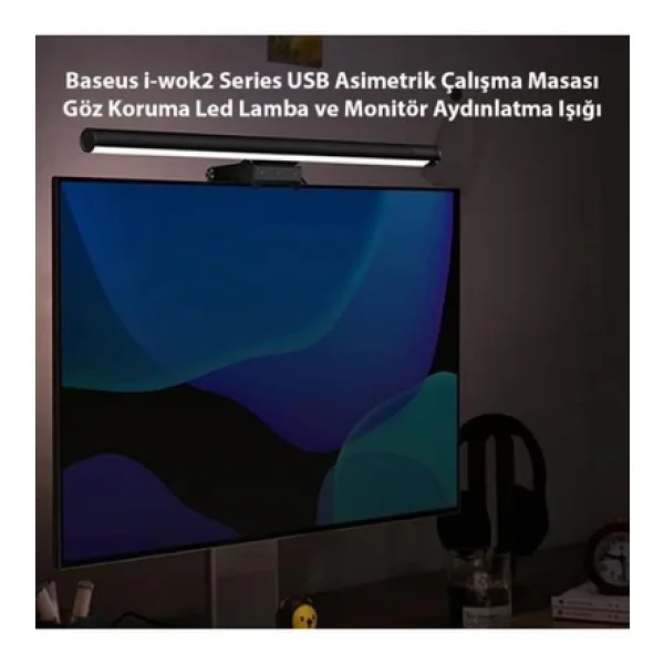 Baseus I-wok2 Series Usb Asimetrik Çalışma Masası Göz Koruma Led Lamba Ve Monitör Aydınlatma Işığı - Görsel 2