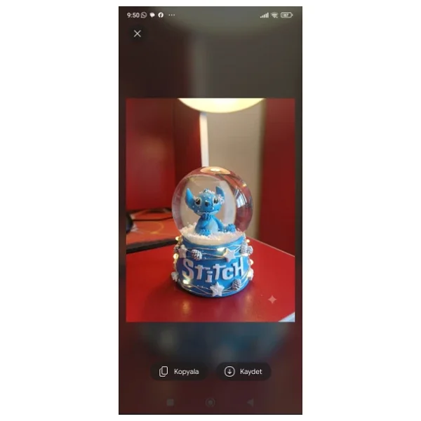 Stitch Işıklı Kar Küresi - 9 cm x 6 cm - Mavi Hediyelik-Dekoratif Kar Küresi - Görsel 6