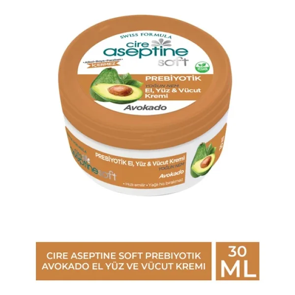 Cire Aseptine Soft Avokado Özlü Yoğun Nemlendirici Prebiyotikli Krem 30 ml - Görsel 4