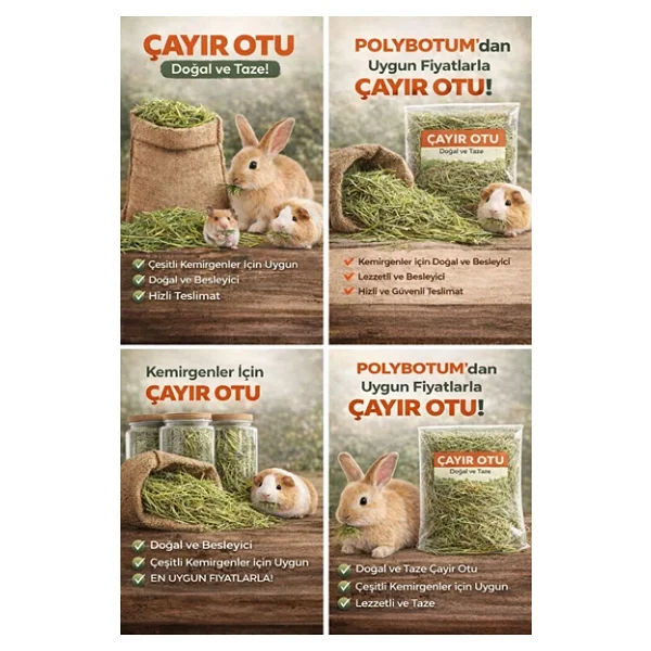 Doğal Çayır Otu Kemirgen Yemi Tavşan Hamster Ginepig Chinchilla Doğal Kurutulmuş Kemirgen Otu 200 Gr - Görsel 5