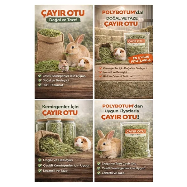 Doğal Çayır Otu Kemirgen Yemi Tavşan Hamster Ginepig Chinchilla Doğal Kurutulmuş Kemirgen Otu 400 Gr - Görsel 4